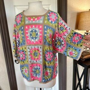 NWT Johnny Was Florabelle Crochet Granny Squares Top
